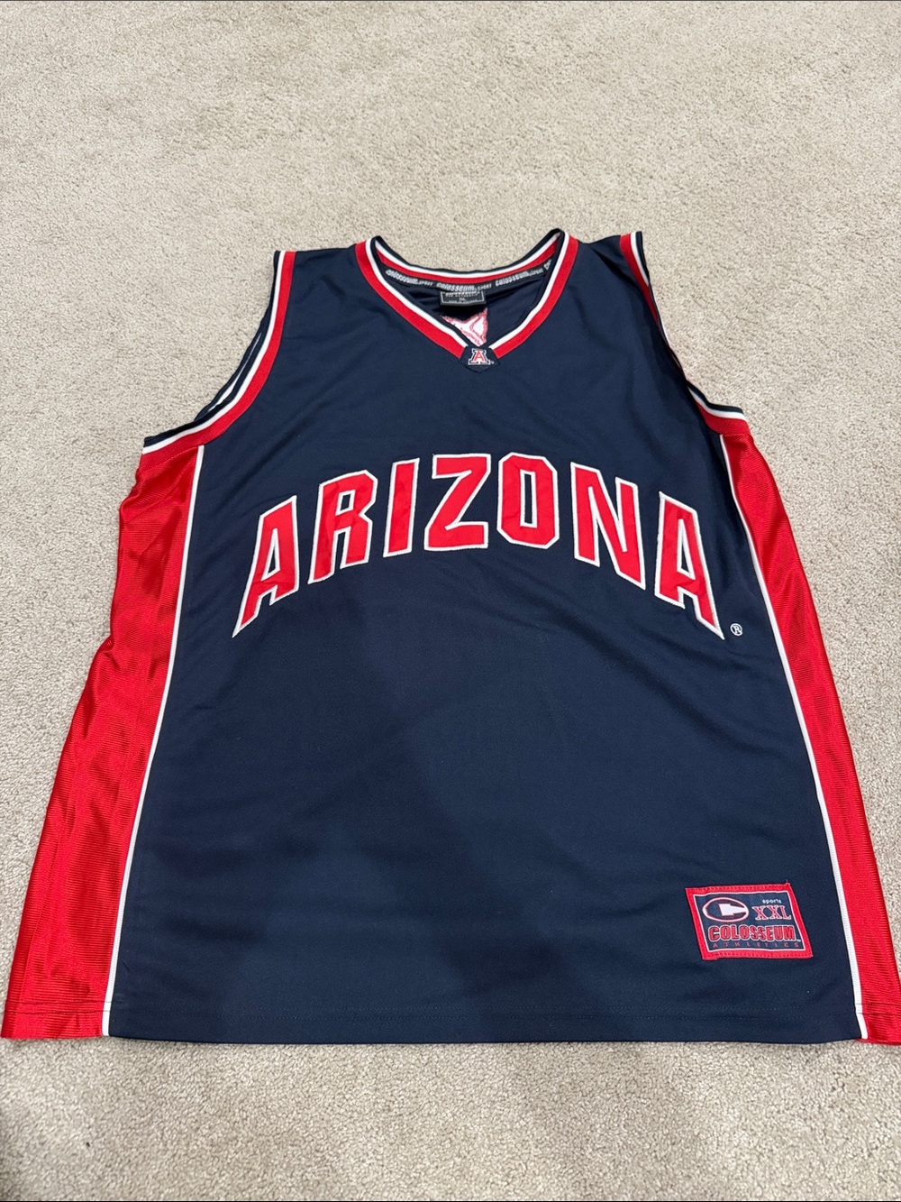 Arizona Men’s Sleeveless Basketball Jersey - Navy with Red Trim